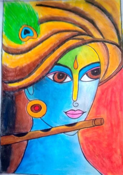 Lord Krishna drawing / oil pastel drawing | Oil pastel drawings, Oil ...