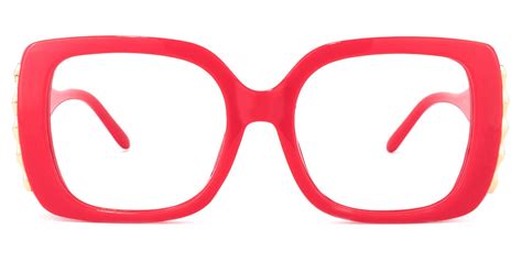 Delphia - Square Red Eyeglasses | Vooglam