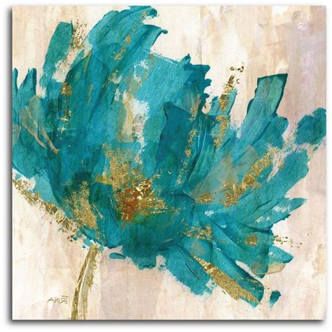 2024 Latest Teal Flower Canvas Wall Art