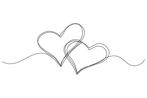 Continuous line drawing of heart love. Single one line art of valentine ...