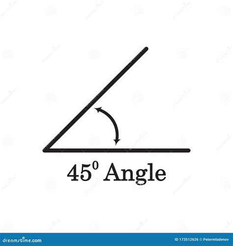 45 Degree Angle Icon, Isolated on White, Vector Illustration. Stock ...