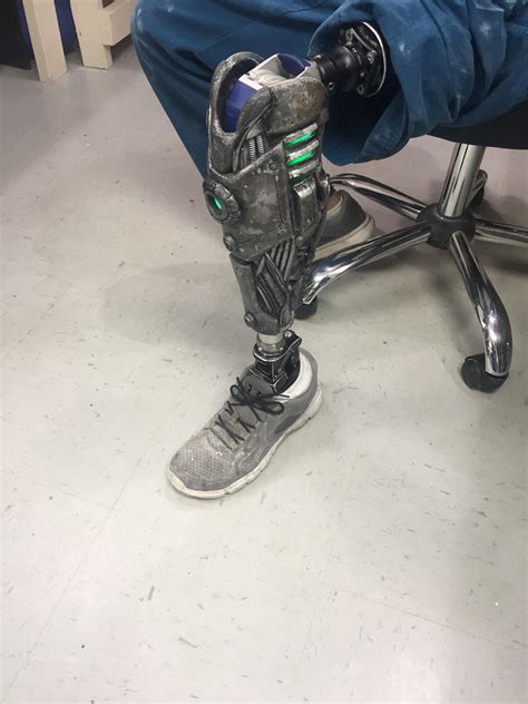 This custom sci-fi inspired leg prosthetic with lights he made for ...