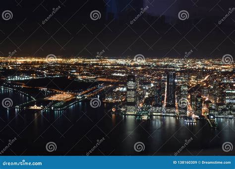 New York View from the Top during the Night Stock Image - Image of ...