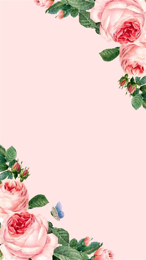 Hand drawn pink roses frame on pastel pink background vector | free ...