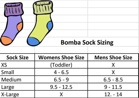 Bombas Slippers Size Chart