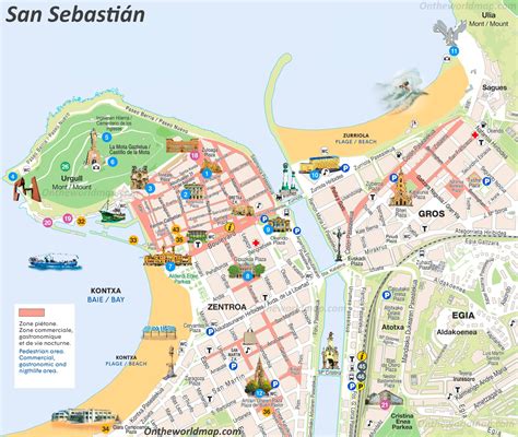 San Sebastián Old Town Map - Ontheworldmap.com