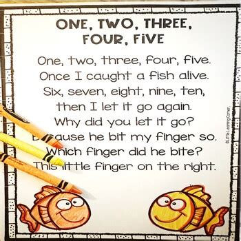 One Two Three Four Five Nursery Rhyme by Little Learning Corner | TpT