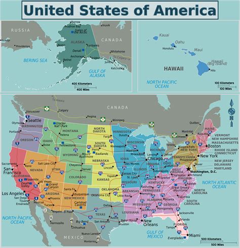 Large detailed regions map of the USA. The USA large detailed regions ...