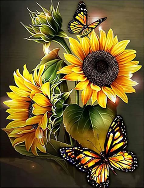 AIRDEA Sunflowers Diamond Painting Kits for Adults Beginners Round Full ...