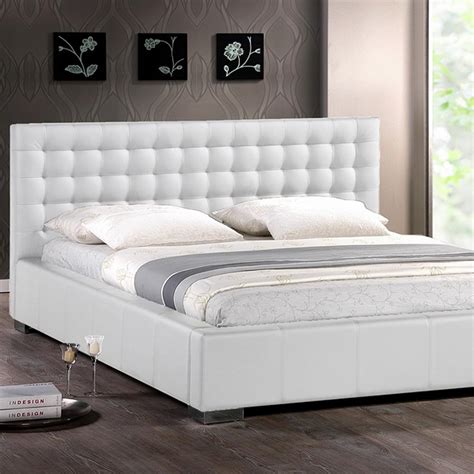 Baxton Studio Madison Transitional White Faux Leather Upholstered King ...