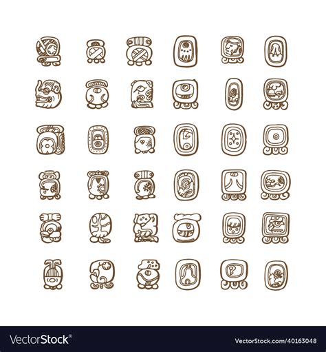 Ancient maya gods mask symbol set Royalty Free Vector Image