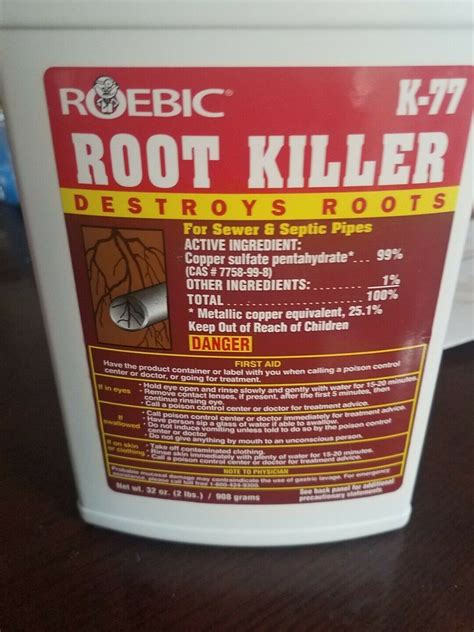 NEW ROEBIC K-77 32OZ SEWER & SEPTIC PLUMBING LINE ROOT KILLER WORKS ...