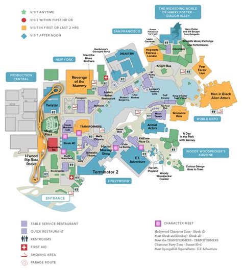 Simplified map of Magical World of Harry Potter, Universal Studios ...