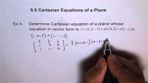 Cartesian or Scalar Equation of Plane Ex 4 - YouTube