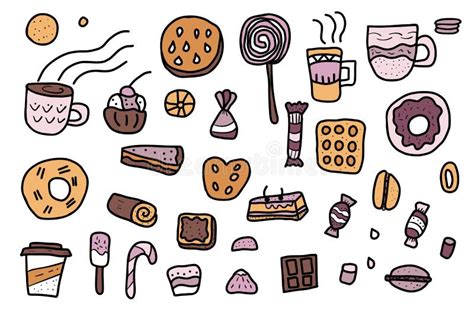 Dessert Vector Set Elements in Doodle Style. Stock Vector ...