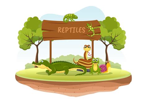 Set of Animal Reptile Template Hand Drawn Cartoon Flat Illustration ...