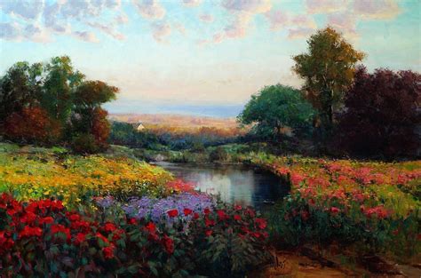 picture, Landscape, Oil, Art, Eric, Wallis, Meadow, Lake, Flowers ...