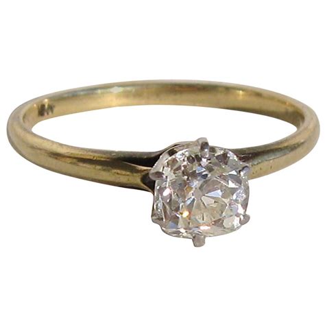 Antique Old Mine Cut Diamond Gold Engagement Ring at 1stDibs