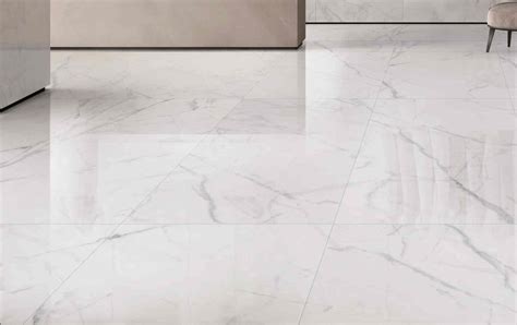 Non Slip Marble Look Porcelain Tile / Glazed Carrara Porcelain Floor Tile