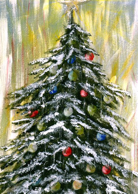 Christmas Tree Painting Painting by Cherie Taylor