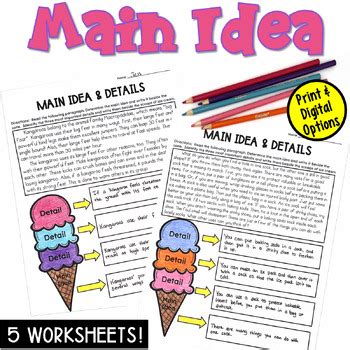 Main Idea Worksheets with Graphic Organizers in PDF and Digital by Deb ...