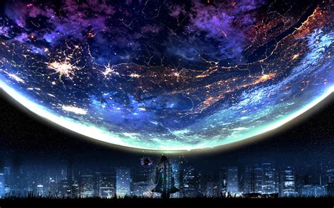 Planet, Night, City, Landscape, Scenery, Anime, 4K, #117 Wallpaper PC ...