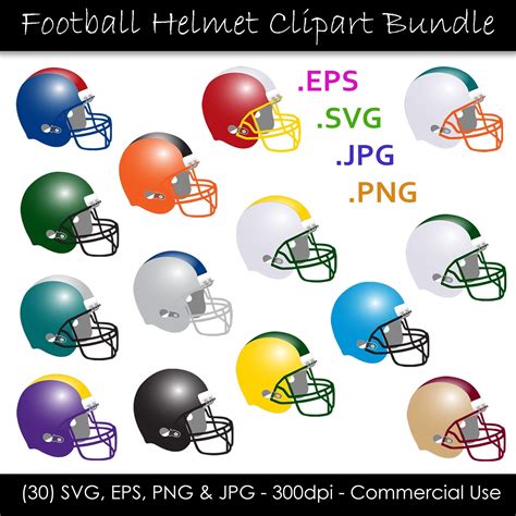 Football Helmet Clipart Bundle Football Helmets Team Colors Football ...