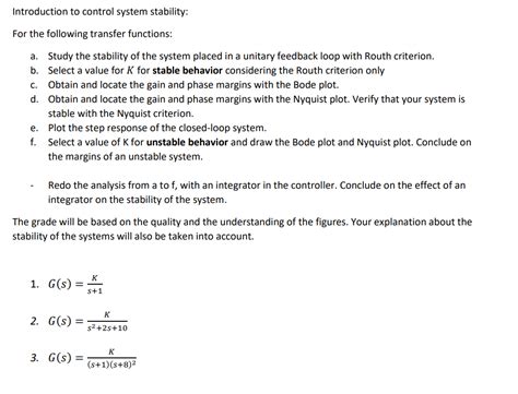 Solved Introduction to control system stability: For the | Chegg.com