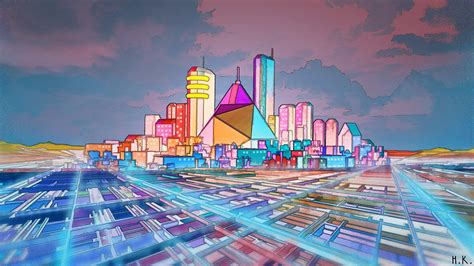 Grid City, me, digital, 2021 : r/Art