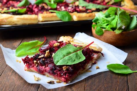 Beetroot Puff Pastry Tart stock photo. Image of seasonal - 114725684