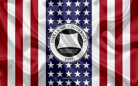 Download wallpapers Oakland University Emblem, American Flag, Oakland ...