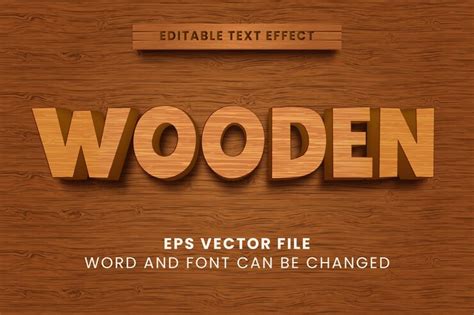 Premium Vector | Wood texture 3d vector text effect