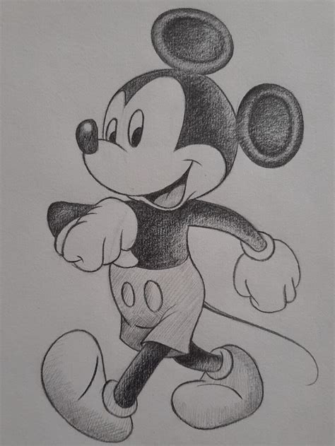 Mickey Mouse Pencil Sketch, Disney | Easy cartoon drawings, Cool pencil ...