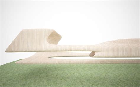 Premium Photo | A wooden sofa with a curved shape and a large square shape.