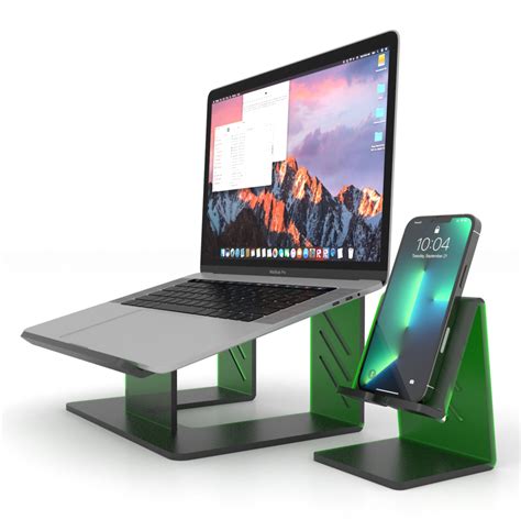 ACRYLIC LAPTOP STAND WITH PHONE STAND (GREEN) – vray designs