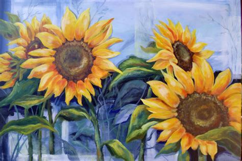 Acrylic on canvas 70 x 100 cm | Sunflower painting, Flower painting ...