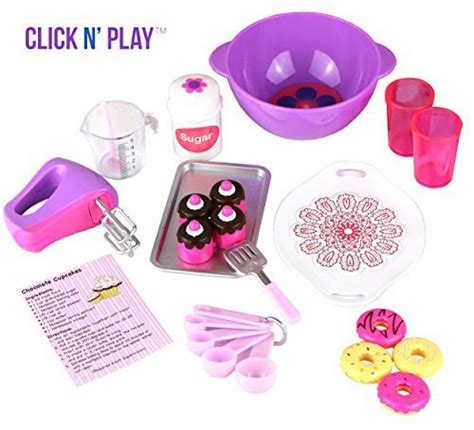 Click N' Play Doll Baking Set with Apron and Baking Utensil Accessories ...