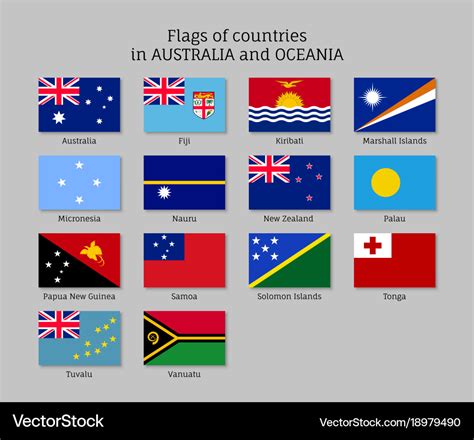 Flags countries australia and oceania flat style Vector Image