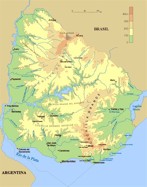 Large detailed geographic map of Uruguay. Uruguay large detailed ...