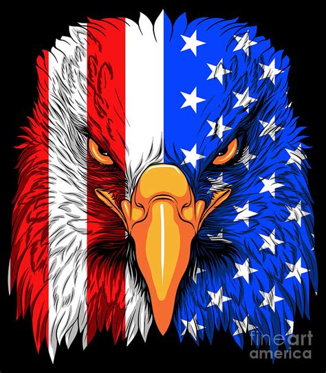 Patriotic Bald Eagle Head with USA Flag Digital Art by Mister Tee ...