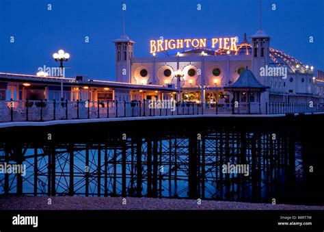 Palace Pier at night, Brighton, East Sussex, England Stock Photo - Alamy