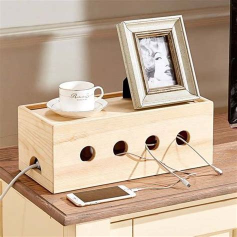 The Wooden Cable Organizer Box Hides Your Power Strip and Tangled ...