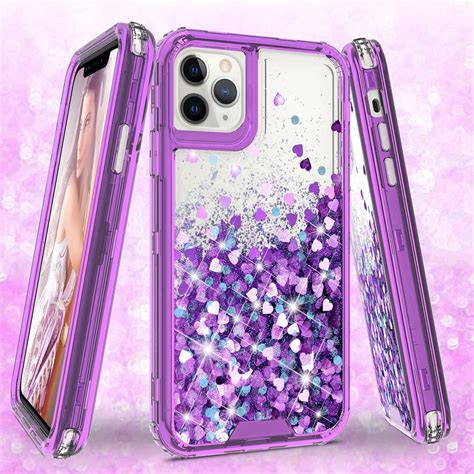 Apple iPhone 11 Case,Hard Clear Glitter Sparkle Flowing Liquid Heavy D ...