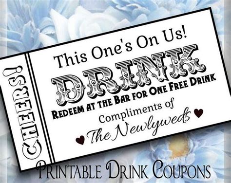 Customizable Drink Ticket Printable Drink Coupons Template