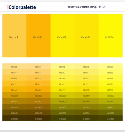 125 Yellow Color Palettes | Curated collection of Color Palettes