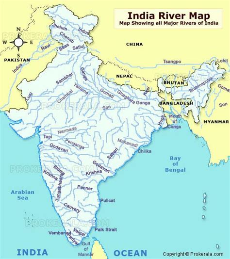 Mapa de los ríos de la India - India mapa de los ríos (Sur de Asia - Asia)