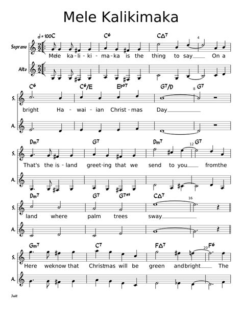 Mele Kalikimaka in C sheet music for Piano download free in PDF or MIDI