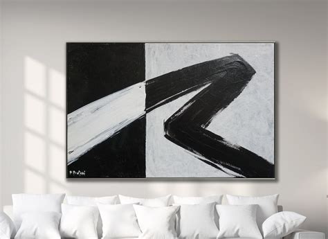 Minimalist Abstract Painting Black White Abstract Large Canvas Art ...