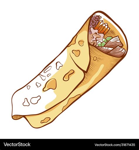 Chicken roll icon traditional tasty stuffed wrap Vector Image