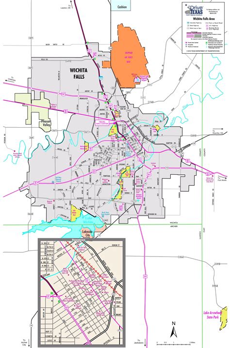 Wichita Falls Points of Interest Map - Ontheworldmap.com